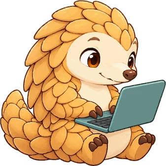 gitta’s pangolin at work on a laptop